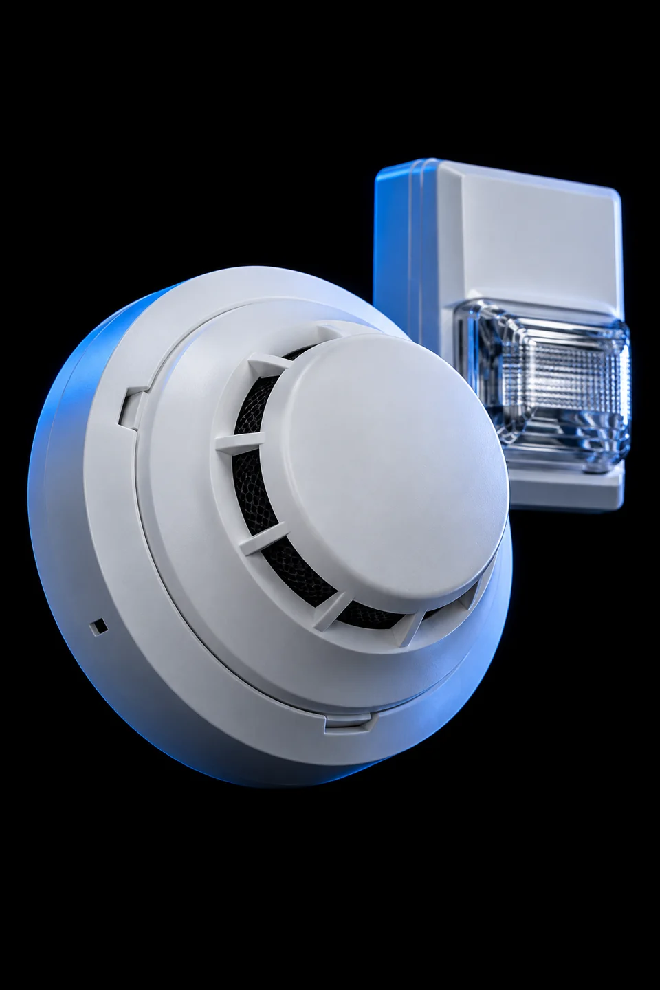 Detector de humo blanco con un dispositivo de aviso luminoso